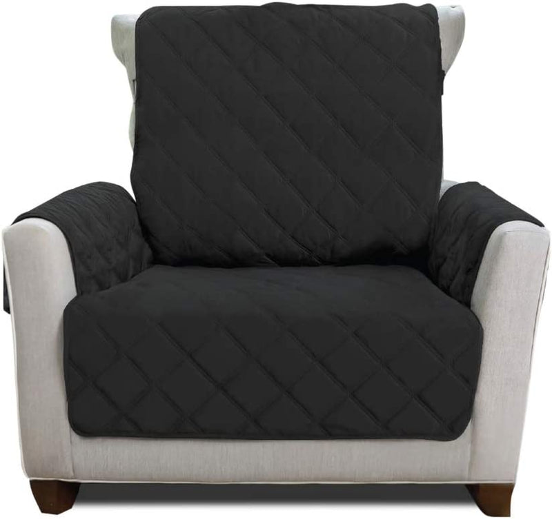 MIGHTY MONKEY Patented Sofa Slipcover, Reversible Tear Resistant Soft Quilted Microfiber, XL 78” Seat Width, Durable Furniture Stain Protector with Straps, Washable Couch Cover, Chevron Navy White Home & Garden > Decor > Chair & Sofa Cushions MIGHTY MONKEY Black/Gray Small Chair 
