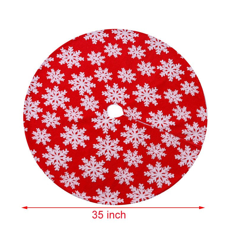 Coolmade Christmas Tree Skirt with Snowflake Red and White Rustic Xmas Tree Skirt Christmas Decorations 35"