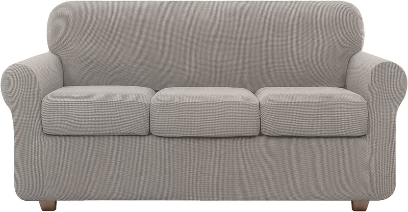 Couch Covers for 3 Cushion Couch Sofa, NORTHERN BROTHERS 4 Pieces Stretch Soft Sofa Couch Slipcovers for 3 Seat Cushion Couch, Washable Pet Sofa Furniture Covers for Living Room (Chocolate) Home & Garden > Decor > Chair & Sofa Cushions NORTHERN BROTHERS Taupe  