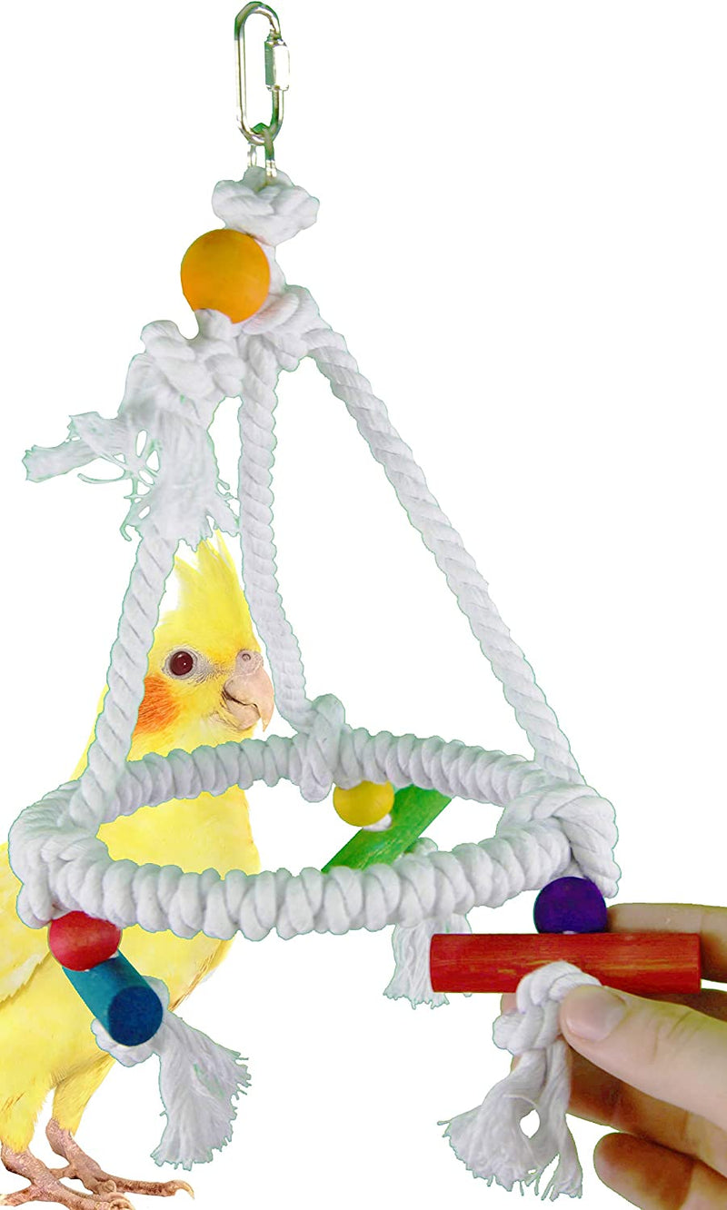 Bonka Bird Toys 1422 Rope Swing Pyramid Perch Toy Parrot Cage Perches Cages Parakeet Lovebird Conure Cockatiel Parakeets Swings Aviary Playground Ring Gym Supplies