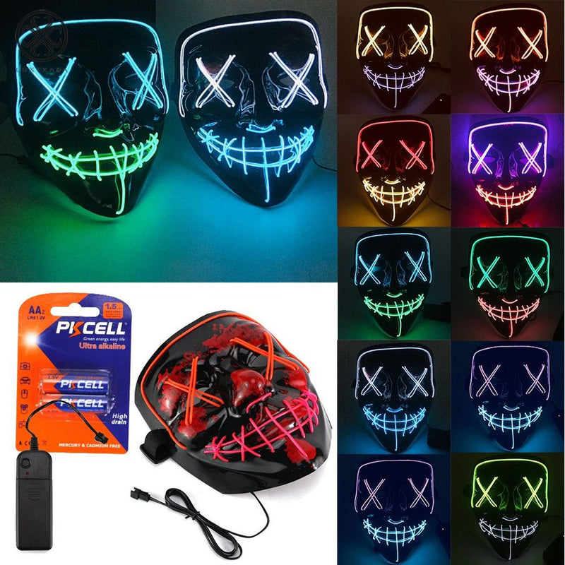 Luxtrada Clubbing Light up "Stitches" LED Mask Costume Halloween Rave Cosplay Party Xmas + AA Battery (Orange&Pink) Apparel & Accessories > Costumes & Accessories > Masks Luxtrada   