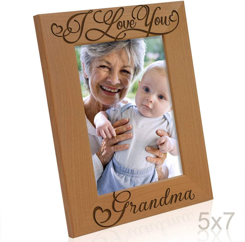 I Love You Grandma, Grandparent'S Day, Best Grandma Ever, Grandma & Me, Engraved Natural Wood Picture Frame from Granddaughter, Grandson (5X7 Vertical) Home & Garden > Decor > Picture Frames KATE POSH   