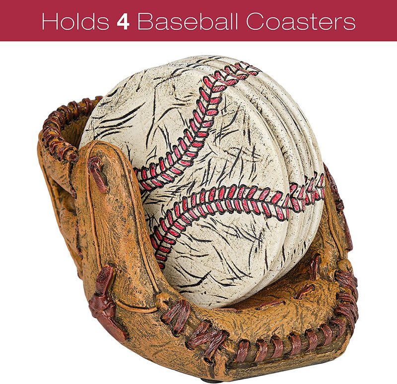 Excello Global Products Baseball Coasters Set: Includes 4 Baseball Glove Ceramic Coaster for Drink. Vintage Sports Home Decor. Home & Garden > Kitchen & Dining > Barware Excello Global Products   