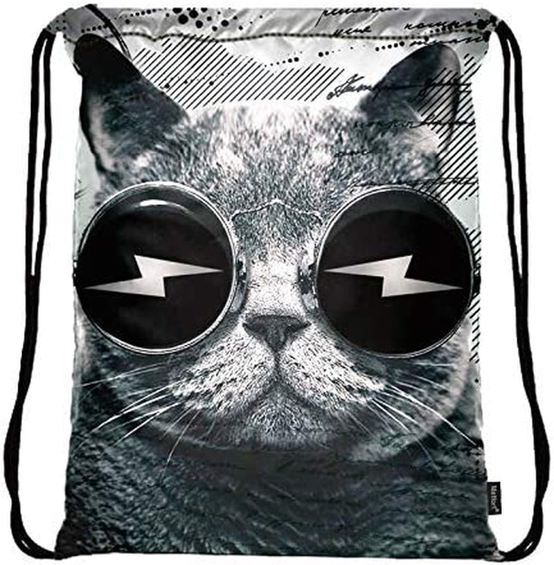 Meffort Inc Lightweight Drawstring Bag Sport Gym Sack Bag Backpack with Side Pocket - Almond Blossom Home & Garden > Household Supplies > Storage & Organization Meffort Inc Cool Cat 2  