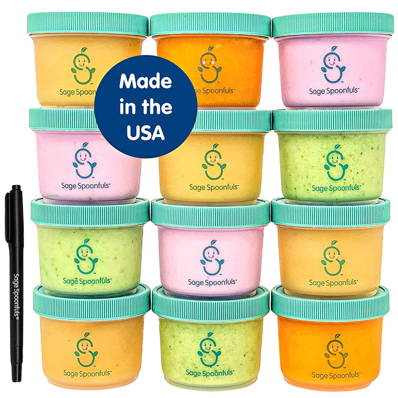 Sage Spoonfuls Glass Baby Food Storage Jars - 4-Pack of 8 Ounce Reusable Glass Food Storage Containers with Lids - Leakproof & Airtight - Dishwasher Safe - Microwave & Freezer Friendly - Bpa-Free Home & Garden > Decor > Decorative Jars Sage Spoonfuls 12 Count (Pack of 1)  