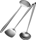 17Inch 304 Stainless Steel Wok Cooking Utensils Set - 4PC Long Handle Wok Spatula and Ladle Set - Heat Resistant Kitchen Wok Cooking Tools Home & Garden > Kitchen & Dining > Kitchen Tools & Utensils Marte Spatula Ladle Skimme Set  