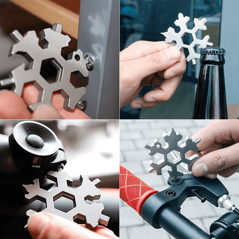18 in 1 Snowflakes Multi Tool,Portable Stainless Steel Wrench,Bottle Opener,Flat Phillips Screwdriver Kit,Pocket Snowflakes Keychain Tool for Outdoor Camping,Travelling for Christmas Gift Sporting Goods > Outdoor Recreation > Camping & Hiking > Camping Tools Nocpek   