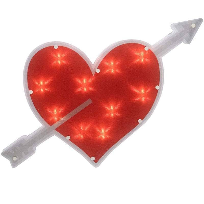 18" Lighted Red Heart with Arrow Valentine'S Day Window Silhouette Decoration Home & Garden > Decor > Seasonal & Holiday Decorations Northlight   