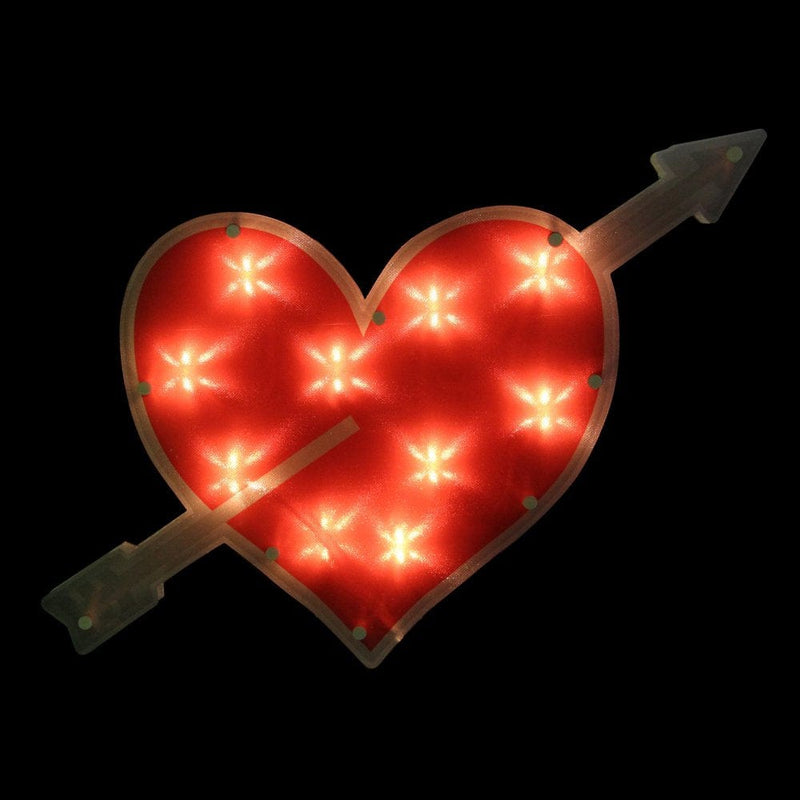 18" Lighted Red Heart with Arrow Valentine'S Day Window Silhouette Decoration