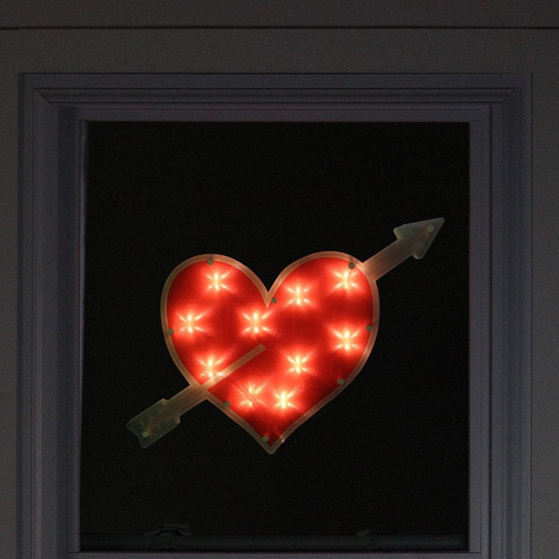 18" Lighted Red Heart with Arrow Valentine'S Day Window Silhouette Decoration Home & Garden > Decor > Seasonal & Holiday Decorations Northlight   