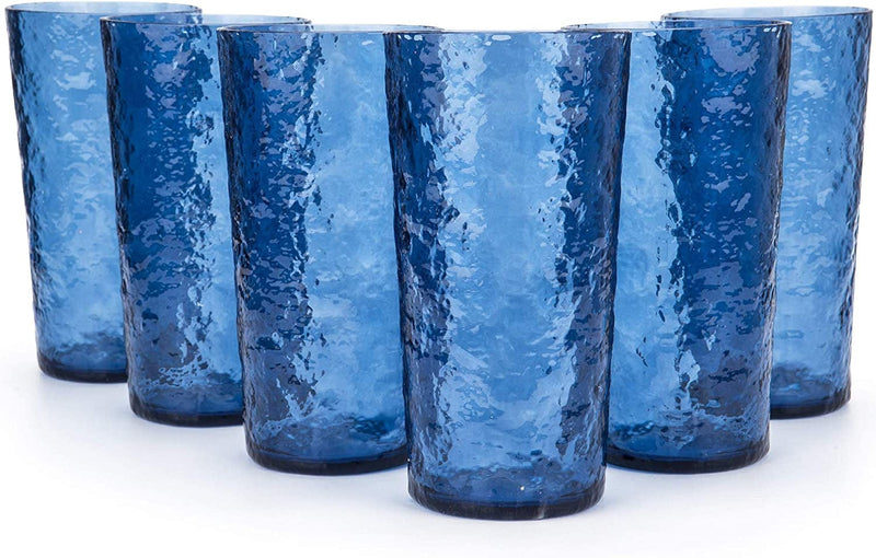 18-Ounce Acrylic Highball Glasses Plastic Tumbler, Set of 6 Blue Home & Garden > Kitchen & Dining > Tableware > Drinkware KX-WARE Blue 6 