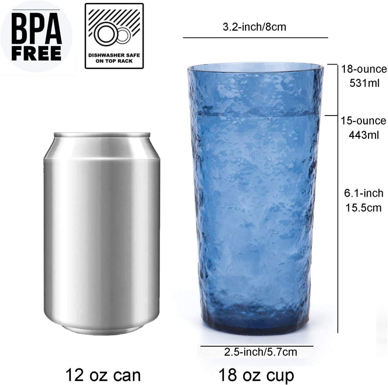 18-Ounce Acrylic Highball Glasses Plastic Tumbler, Set of 6 Blue Home & Garden > Kitchen & Dining > Tableware > Drinkware KX-WARE   