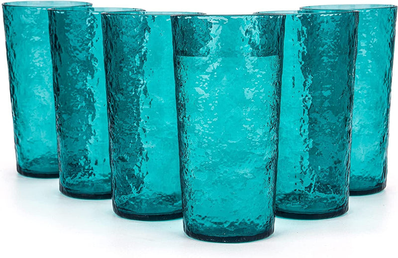 18-Ounce Acrylic Highball Glasses Plastic Tumbler, Set of 6 Blue