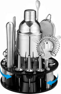 18 Piece Cocktail Shaker Set with Rotating Stand, Gifts for Men Dad Grandpa, Stainless Steel Bartender Kit Bar Tools Set, Home, Bars, Parties and Traveling (Gun-Metal Silver) Home & Garden > Kitchen & Dining > Barware Oyydecor Rotating Silver  