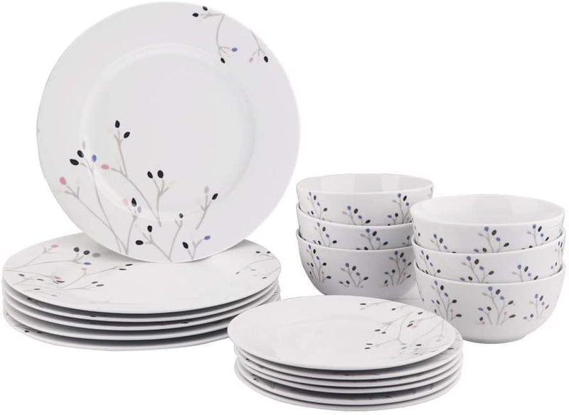 18-Piece Kitchen Dinnerware Set, Plates, Dishes, Bowls, Service for 6, White Porcelain Coupe Home & Garden > Kitchen & Dining > Tableware > Dinnerware KOL DEALS Branches  