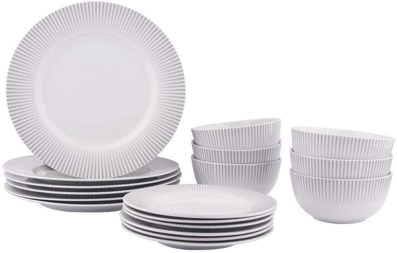 18-Piece Kitchen Dinnerware Set, Plates, Dishes, Bowls, Service for 6, White Porcelain Coupe Home & Garden > Kitchen & Dining > Tableware > Dinnerware KOL DEALS Spotlight  