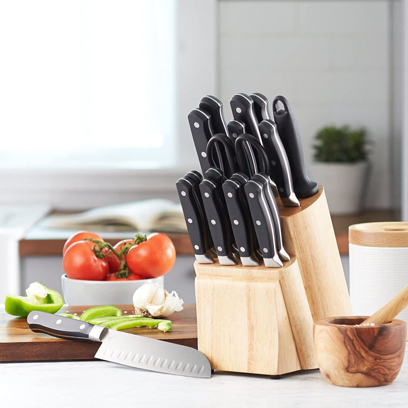18-Piece Premium Kitchen Knife Block Set, High-Carbon Stainless Steel Blades with Pine Wood Knife Block Home & Garden > Kitchen & Dining > Kitchen Tools & Utensils > Kitchen Knives KOL DEALS   