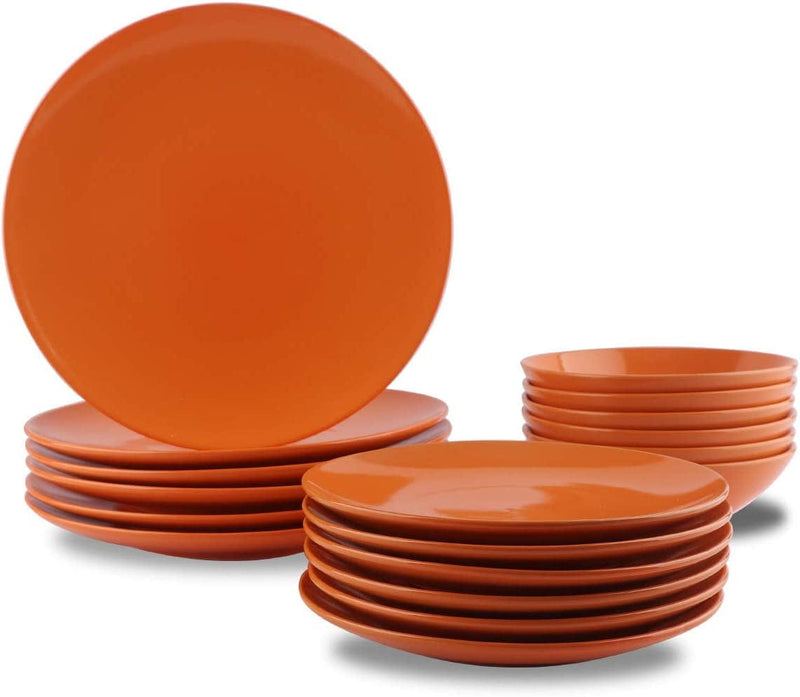 18-Piece Stoneware Dinnerware Set - Deep Teal, Service for 6 Home & Garden > Kitchen & Dining > Tableware > Dinnerware KOL DEALS Tangerine Orange  