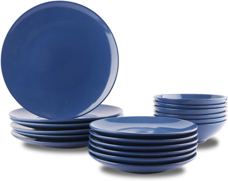 18-Piece Stoneware Dinnerware Set - Deep Teal, Service for 6 Home & Garden > Kitchen & Dining > Tableware > Dinnerware KOL DEALS Royal Blue  