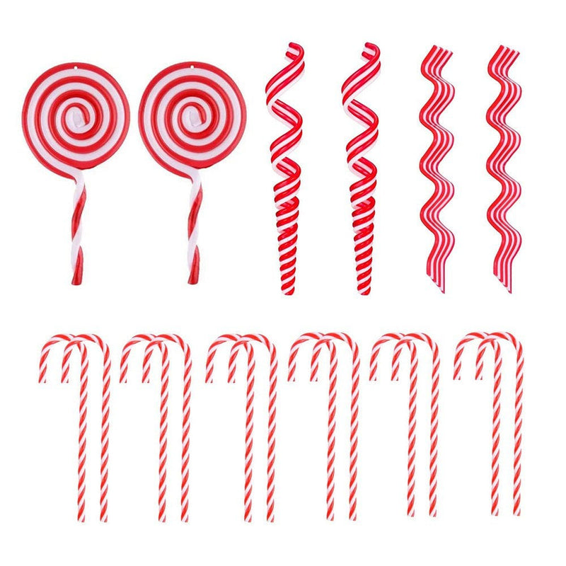 18 Pieces Candy Cane Christmas Tree Decorations Peppermint Hanging Ornaments Fake Candy Christmas Ornaments Red and White Plastic Christmas Ornaments for Xmas Craft Holiday Party Decorative Supplies Home & Garden > Decor > Seasonal & Holiday Decorations& Garden > Decor > Seasonal & Holiday Decorations Eshoo Style A  