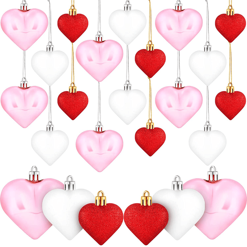 18 Pieces Valentine'S Day Decor Romantic Shiny Bauble Heart Shaped Hanging Ornaments Shiny Heart Shaped Baubles for Valentine'S Day Wedding Anniversary Decoration (Multi Color) Home & Garden > Decor > Seasonal & Holiday Decorations Dingion Red, White, Pink  
