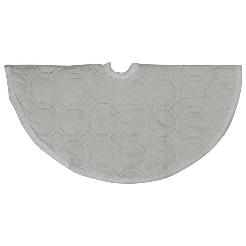 18” Solid Cream White Quilted Christmas Hexagon Mini Tree Skirt