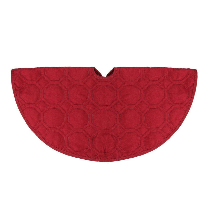 18" Solid Red Quilted Christmas Hexagon Mini Tree Skirt