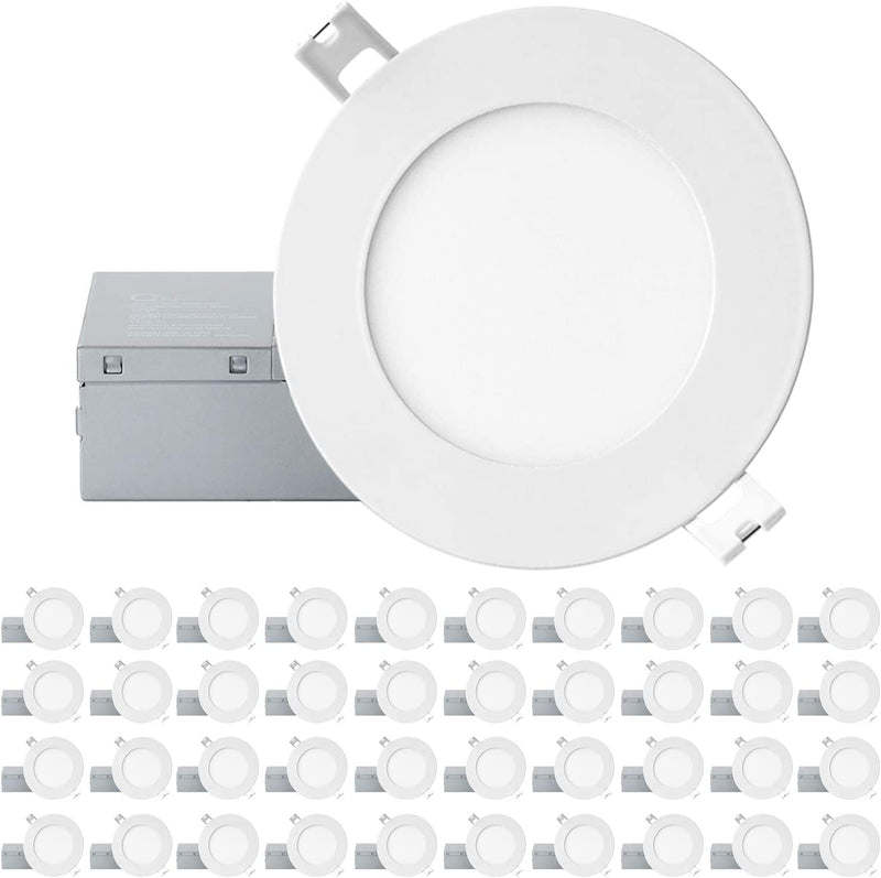 QPLUS 4Inch Dimmable LED Recessed Light, Ultra Thin Ceiling Lights with Junction Box, Canless Downlight, 10W=75W, 750LM, IC Rated, ETL, Energy Star, CSA Approved, Airtight, 4000K Bright White – 4PK Home & Garden > Lighting > Flood & Spot Lights QPLUS 4000K 40 Pack 