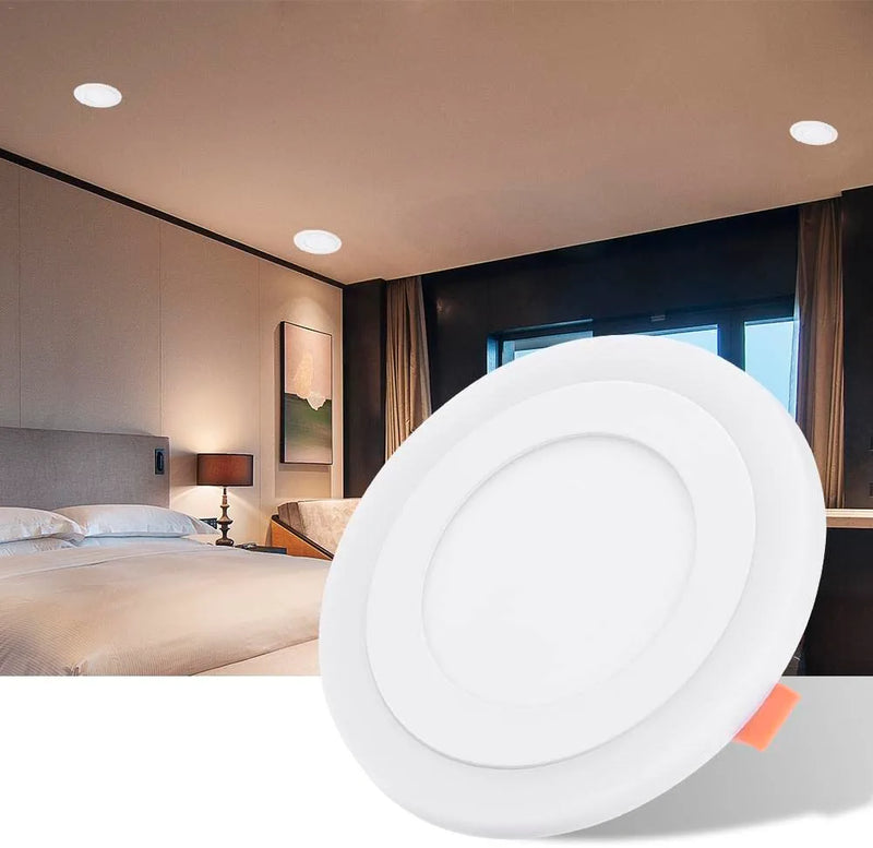 Houhai Led Two Color Recessed Ceiling Lights 18W Colour Changing Dimmable RGB & Cold White Downlights Colorful round Panel Spotlight with Remote Control for Bathroom Kitchen Living Room Bedroom Home & Garden > Lighting > Flood & Spot Lights xi lamp White 12W Cold White + RGB (internal + external light) 