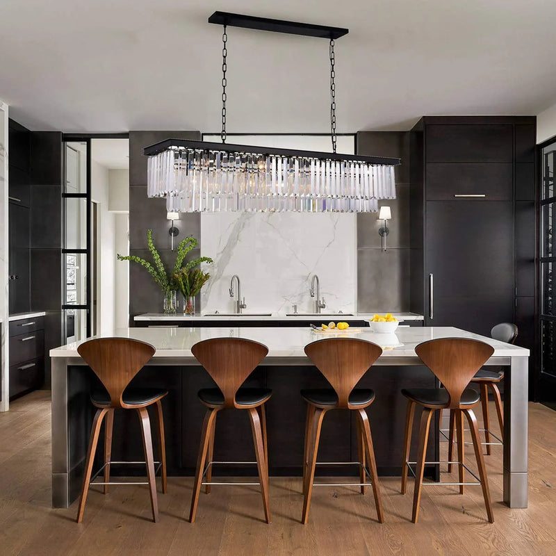 Antilisha Rectangular Crystal Chandelier Lighting Modern K9 Pendant Ceiling Chandeliers 10 Lights for Dining Room Kitchen Island Dinning Table Rectangle Linear Chandeliers Fixture L39.4" W10.2" Home & Garden > Lighting > Lighting Fixtures > Chandeliers ANTILISHA   