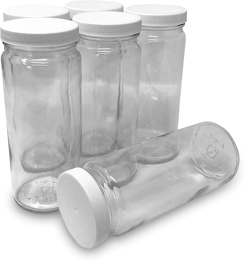CSBD 16 Oz Clear Glass Water Bottle with Lids, 6 Pack, Kombucha, Juice, Cold Brew, Jam or Jelly Containers, Wide Mouth Opening, Reusable and Dishwasher Safe, No BPA Home & Garden > Decor > Decorative Jars CSBD   