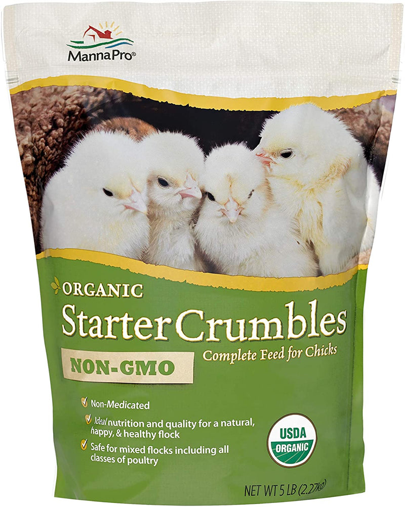 Manna Pro Organic Starter Crumble Complete Feed | Made with 19% Protein, USDA & Non-Gmo | 5 Pounds Animals & Pet Supplies > Pet Supplies > Bird Supplies > Bird Food Manna Pro- Pets Organic Chick Starter Grower 5 Pound (Pack of 1) 