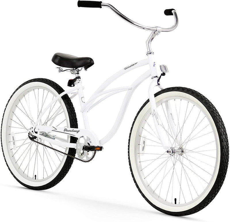 Firmstrong Urban Lady Beach Cruiser Bicycle (24-Inch, 26-Inch, and Ebike) Sporting Goods > Outdoor Recreation > Cycling > Bicycles Firmstrong White w/ Black Seat 13 inch / Medium 