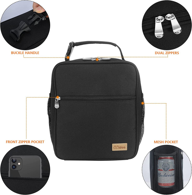 Ccidea Lunch Box for Men Women Adults, Portable Insulated Lunch Bag for Office Work School, Reusable Zippered Bento Lunch Box for Kids (Black) Home & Garden > Lighting > Lighting Fixtures > Chandeliers CCidea   