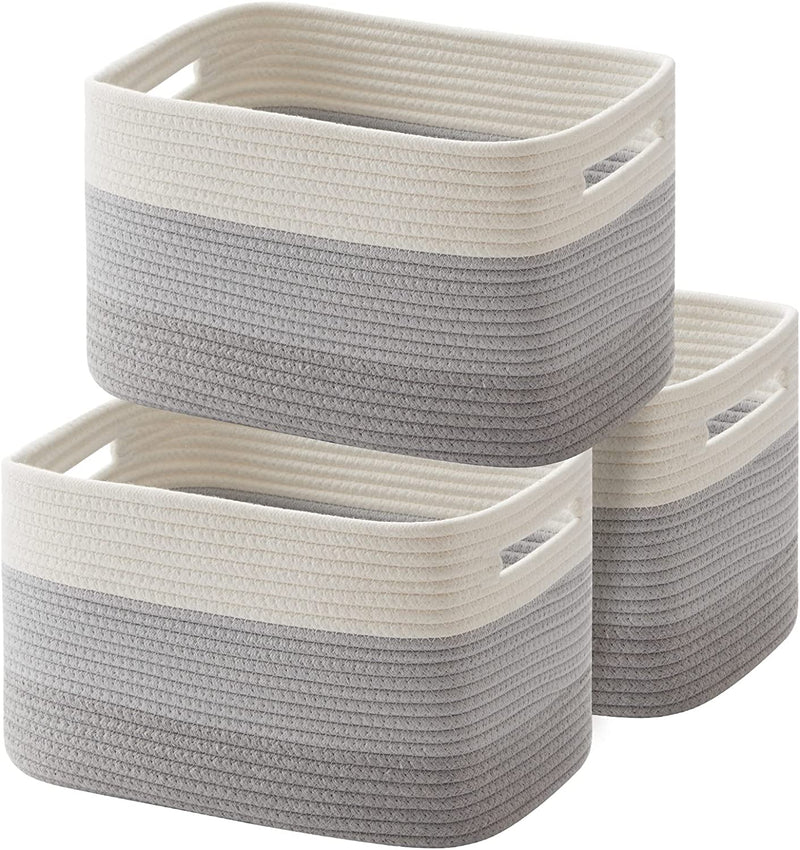 OIAHOMY Storage Basket, Woven Baskets for Storage, Cotton Rope Basket for Toys,Towel Baskets for Bathroom - Pack of 3 Home & Garden > Household Supplies > Storage & Organization OIAHOMY Gradient Gray  