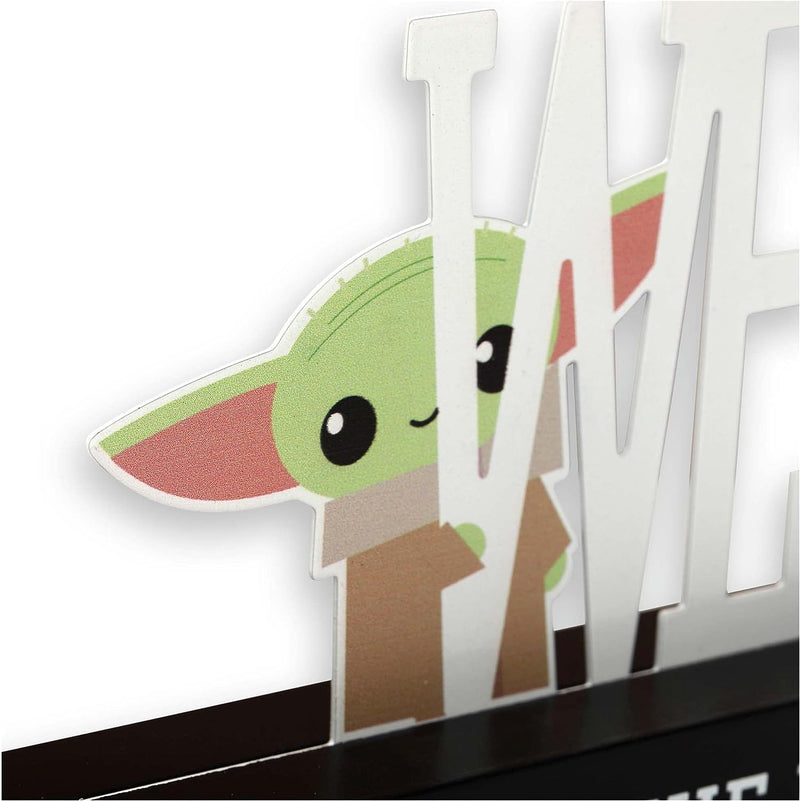 Open Road Brands Disney Star Wars Baby Yoda Welcome Tabletop Decor - May the Force Be with You Metal Baby Yoda Decoration on Black Wood Base  Open Road Brands   