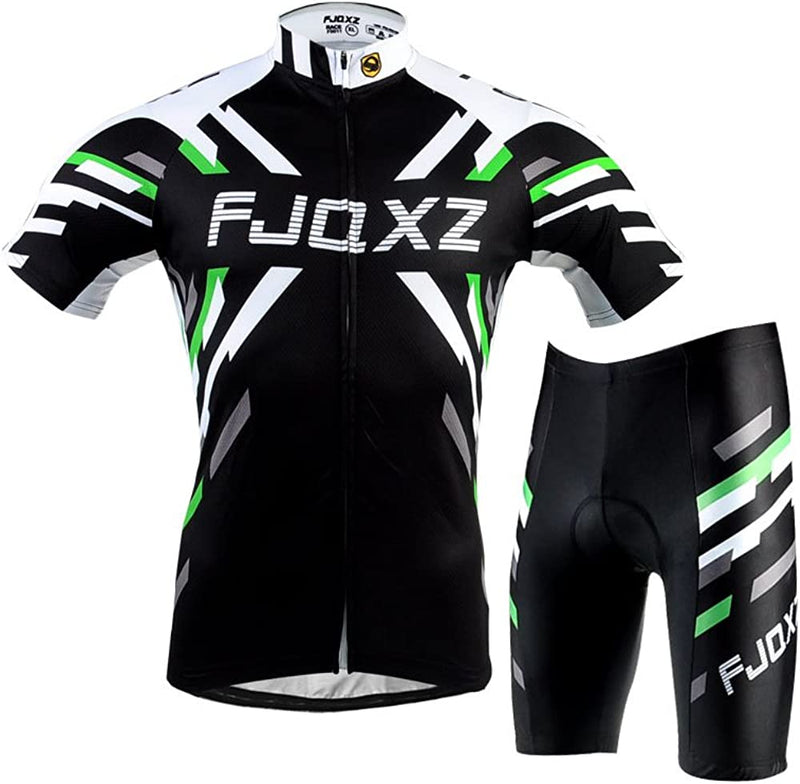 Fjqxz Men'S Cycling Jersey Bib Shorts with 3D Padded Set Outfit F011D Black
