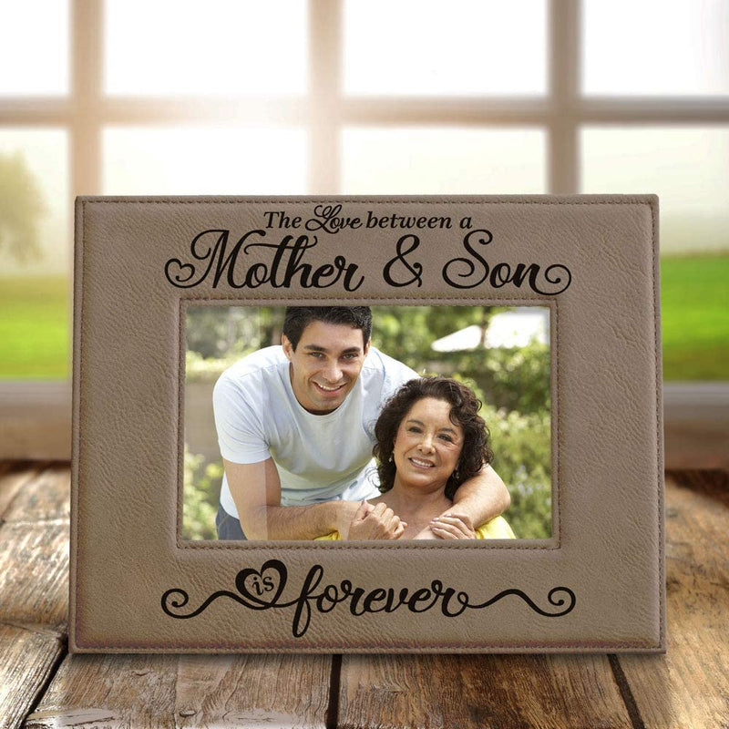 KATE POSH the Love between a Mother & Son Is Forever Engraved Leather Picture Frame, Mother of the Groom, Best Mom Ever, First Mother'S Day, Mommy & Me Gifts (4" X 6" Horizontal) Home & Garden > Decor > Picture Frames KATE POSH   