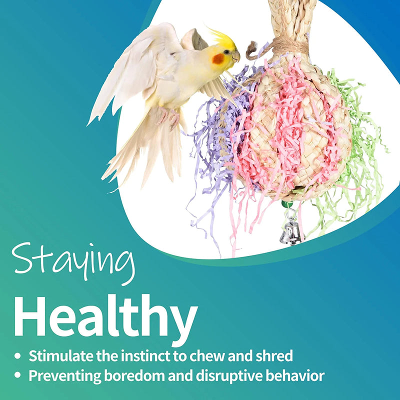 Bird Toys with Cage Shredded Paper Toys, Colorful Parrot Foraging Toys with Hanging Chewing Toys for Small Medium Parrot, Parakeet, Finch, Budgerigar, Conure, Cockatiel and Lovebirds  KIEYYRYT   
