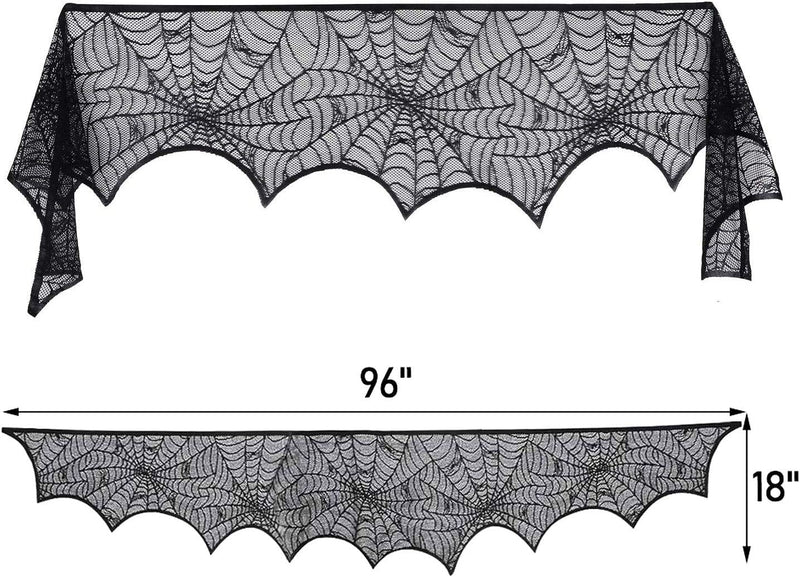 Lulu Home Halloween Fireplace Decorations, Fireplace Mantle Scarf Cover, Black Lace Spider Web for Door, Window and Fireplace Decoration, Halloween Decorations  Lulu Home Inc   