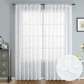 HOMEIDEAS White Sheer Curtains 52 X 63 Inches Length 2 Panels Embroidered Leaf Pattern Pocket Faux Linen Floral Semi Sheer Voile Window Curtains/Drapes for Bedroom Living Room Home & Garden > Decor > Window Treatments > Curtains & Drapes HOMEIDEAS Vine White W52" X L96" 