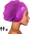 Alepo Extra Large Swim Cap for Women Men, Durable Silicone Swimming Hat with Ear Protection, Unisex Adults Bath Swimming Caps for Long Thick Curly Hair & Dreadlocks Braids Weaves Afro Hair Sporting Goods > Outdoor Recreation > Boating & Water Sports > Swimming > Swim Caps Alepo Purple  