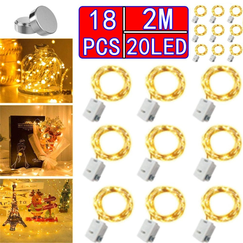 18PCS Battery Operated Fairy Lights, 3 Speed Modes, with Batteries, 20 LED Lights 7Ft, Waterproof Copper Wire, Twinkling Firefly Lights for Valentine'S Day