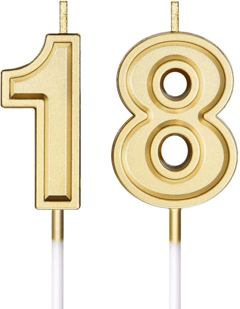18th Birthday Candles Cake Numeral Candles Happy Birthday Cake Candles Topper Decoration for Birthday Party Wedding Anniversary Celebration Supplies (Black) Home & Garden > Decor > Home Fragrances > Candles Syhood Gold  
