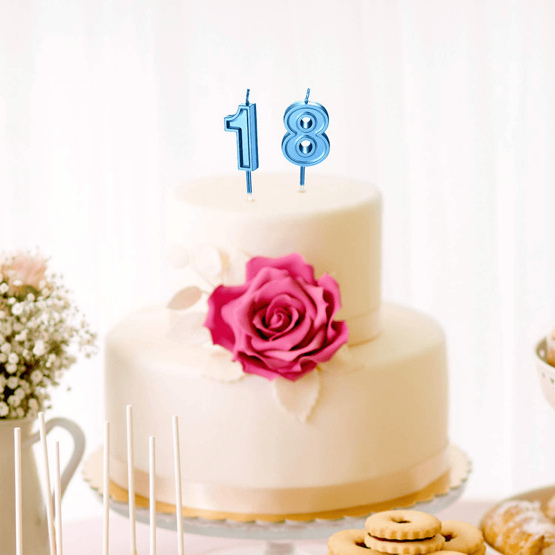 18th Birthday Candles Cake Numeral Candles Happy Birthday Cake Candles Topper Decoration for Birthday Party Wedding Anniversary Celebration Supplies (Blue) Home & Garden > Decor > Home Fragrances > Candles Syhood   