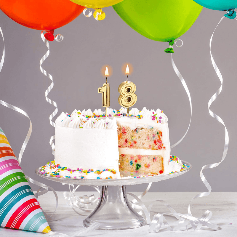 18th Birthday Candles Cake Numeral Candles Happy Birthday Cake Candles Topper Decoration for Birthday Party Wedding Anniversary Celebration Supplies (Gold) Home & Garden > Decor > Home Fragrances > Candles Syhood   