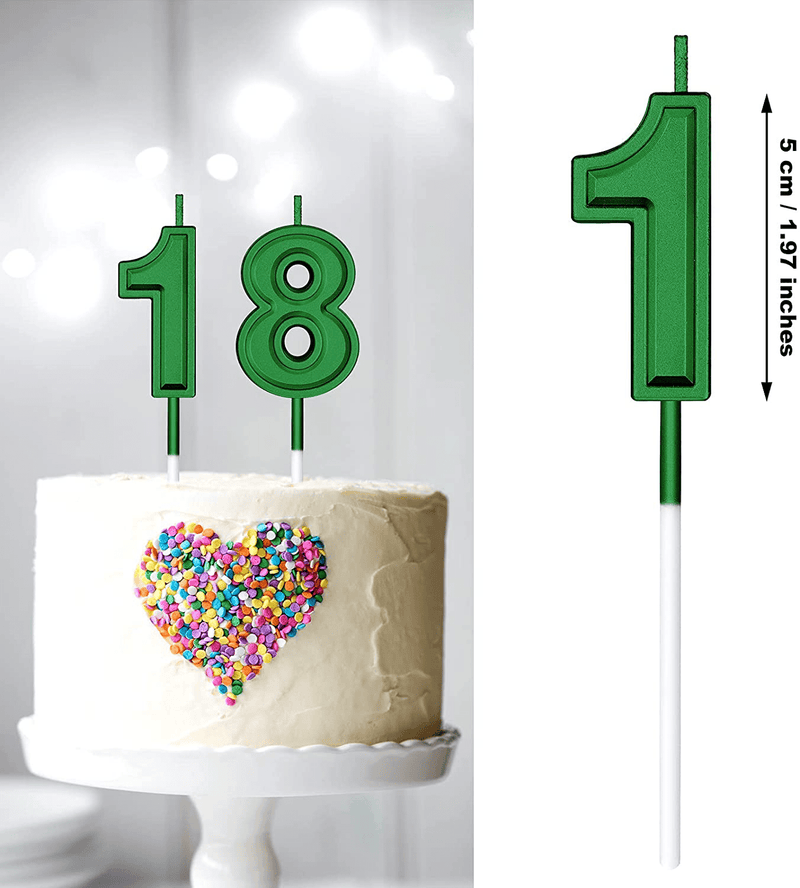 18th Birthday Candles Cake Numeral Candles Happy Birthday Cake Candles Topper Decoration for Birthday Party Wedding Anniversary Celebration Supplies (Green)