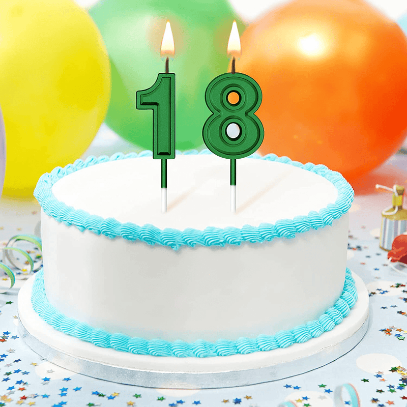 18th Birthday Candles Cake Numeral Candles Happy Birthday Cake Candles Topper Decoration for Birthday Party Wedding Anniversary Celebration Supplies (Green)