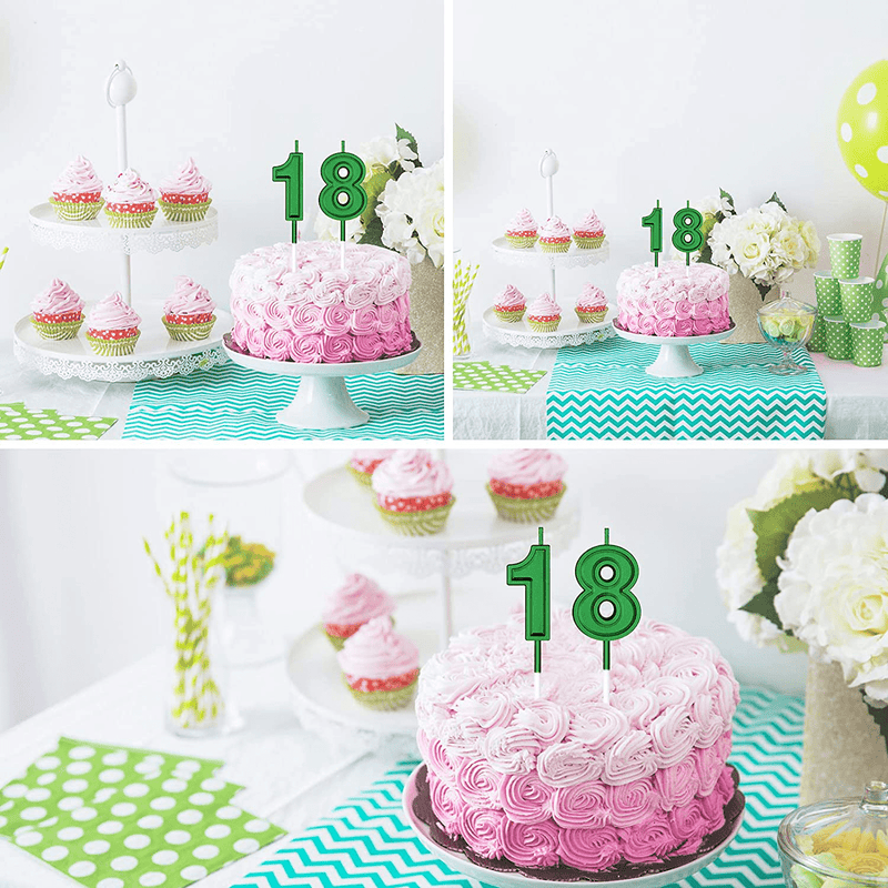 18th Birthday Candles Cake Numeral Candles Happy Birthday Cake Candles Topper Decoration for Birthday Party Wedding Anniversary Celebration Supplies (Green) Home & Garden > Decor > Home Fragrances > Candles Syhood   