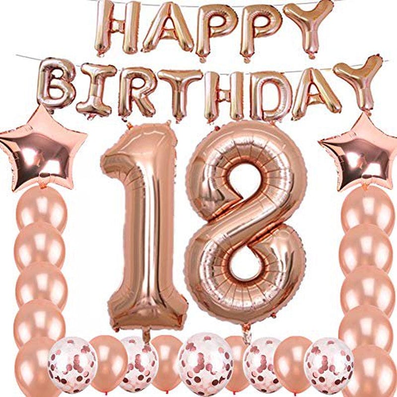 18Th Birthday Decorations Party Supplies, Jumbo Rose Gold Foil Balloons for Birthday Party Supplies,Anniversary Events Decorations and Graduation Decorations Sweet 18 Party,18Th Anniversary Arts & Entertainment > Party & Celebration > Party Supplies sunnylifyau   